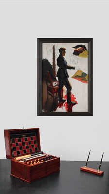 Лактионов Александр Иванович. Танкист, придерживающий плакат (этюд к картине «Герой Советского Союза капитан Н.В. Юдин в гостях у танкистов»)